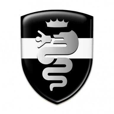 Alfa Romeo Silicone Emblem Black with White Ribbon Base Retro Logo Style 