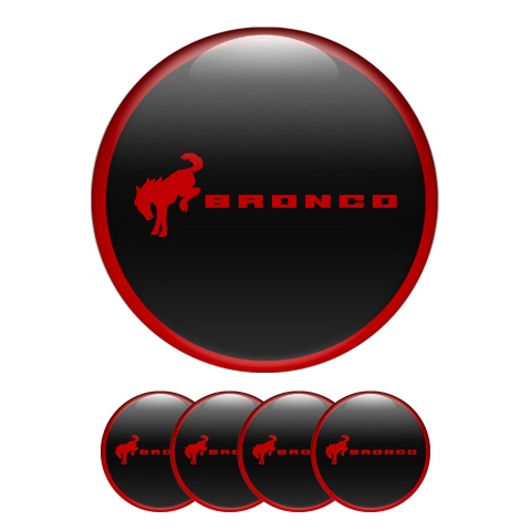 Ford Bronco Wheel Emblem for Center Caps Black Red Ring