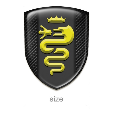 Alfa Romeo Tuning Badge  dark Carbon Design Yellow Logo 