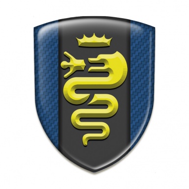 Alfa Romeo Silicone Car Decal Badge Navy Blue Carbon Design Yellow Logo 