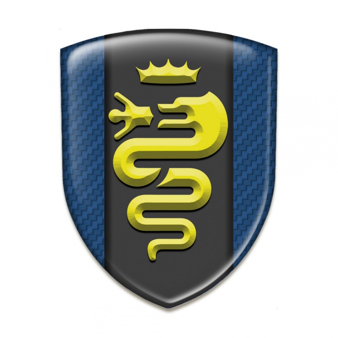 Alfa Romeo Silicone Car Decal Badge Navy Blue Carbon Design Yellow Logo 
