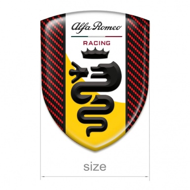 Alfa Romeo Silicone Emblem Red Carbon with Yellow White Ribbon Design 