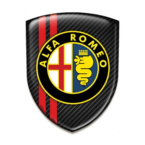 Alfa Romeo Silicone Emblem Black Fibers with Red Lines print Classic Logo