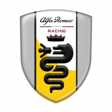 Alfa Romeo Resin Sticker Grey with Yellow White Design 