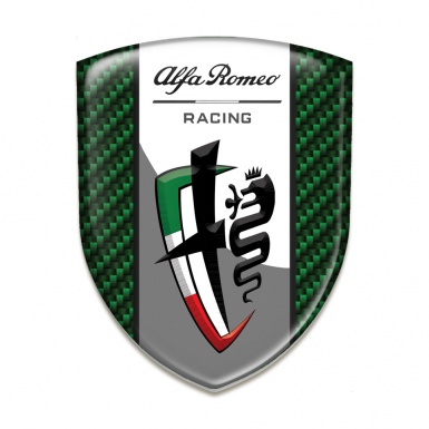 Alfa Romeo Silicone Emblem Green Carbon Background Grey White Logo Tape 