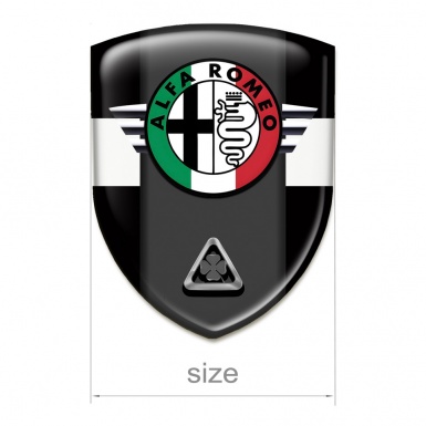 Alfa Romeo Self Adhesive Car logo Emblem Black with White Ribbon Model 