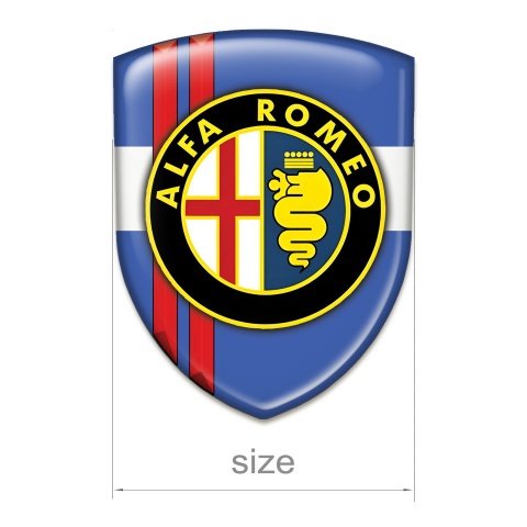 Alfa Romeo Resin Sticker Blue White base with Red Lines Style 