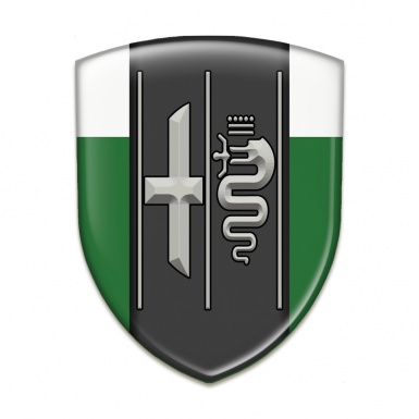 Alfa Romeo Resin Sticker Green White Background Stylish Logo 