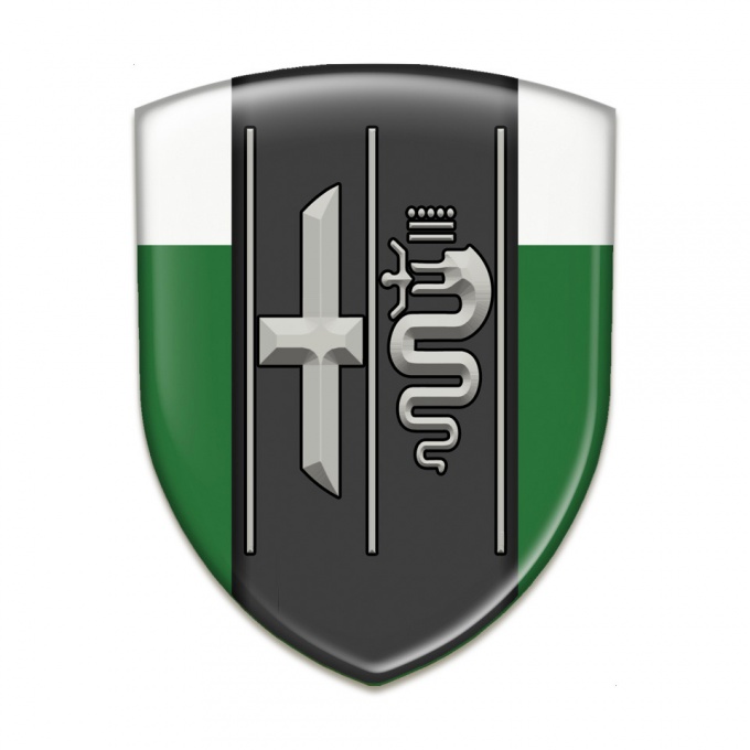 Alfa Romeo Resin Sticker Green White Background Stylish Logo 