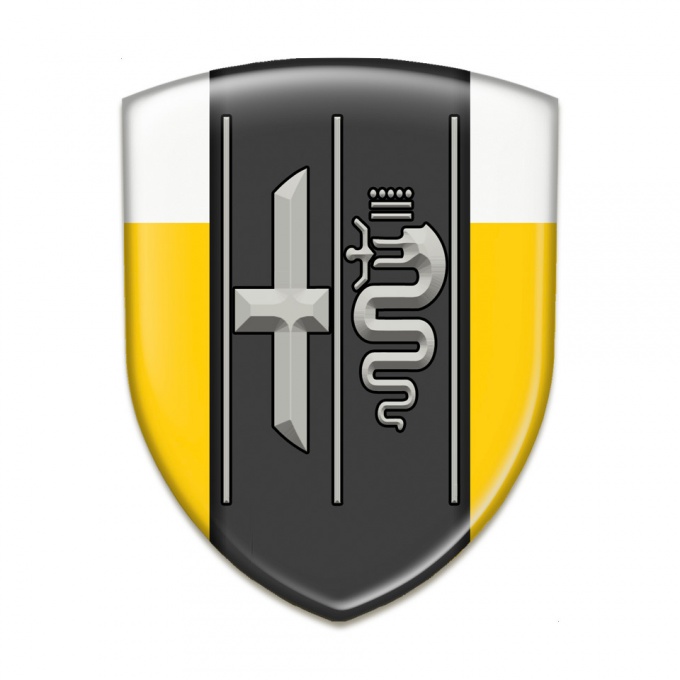 Alfa Romeo Emblem Interior Yellow White background Clean Logo Style 