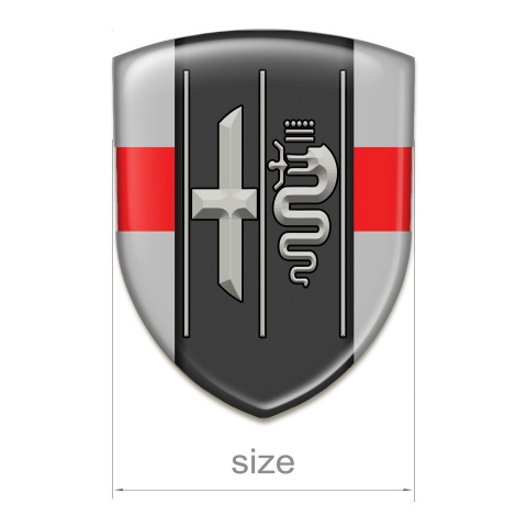 Alfa Romeo Self Adhesive Car logo Emblem Gray with Red Ribbon Edition 