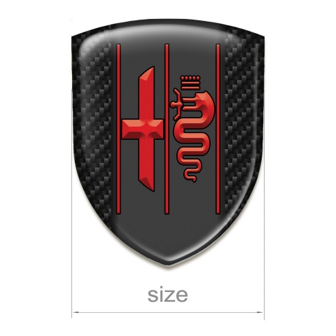 Alfa Romeo 3D Gel Emblem Black Fibers Design Stylish Red Logo
