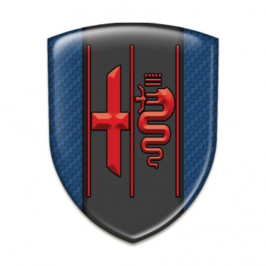 Alfa Romeo Emblem Badge Logo Navy Blue Carbon Design Stylish Red Logo 
