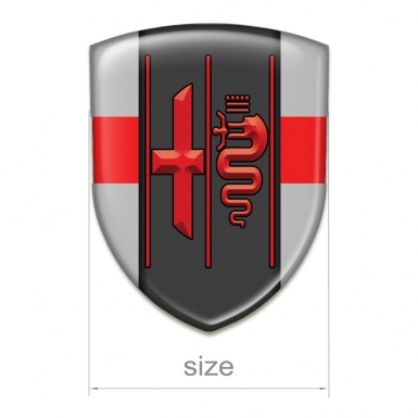 Alfa Romeo Domed Emblem Gray with Red Ribbon Type 