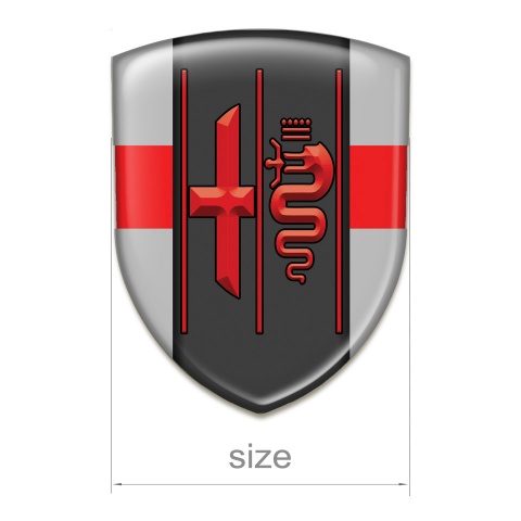 Alfa Romeo Domed Emblem Gray with Red Ribbon Type 