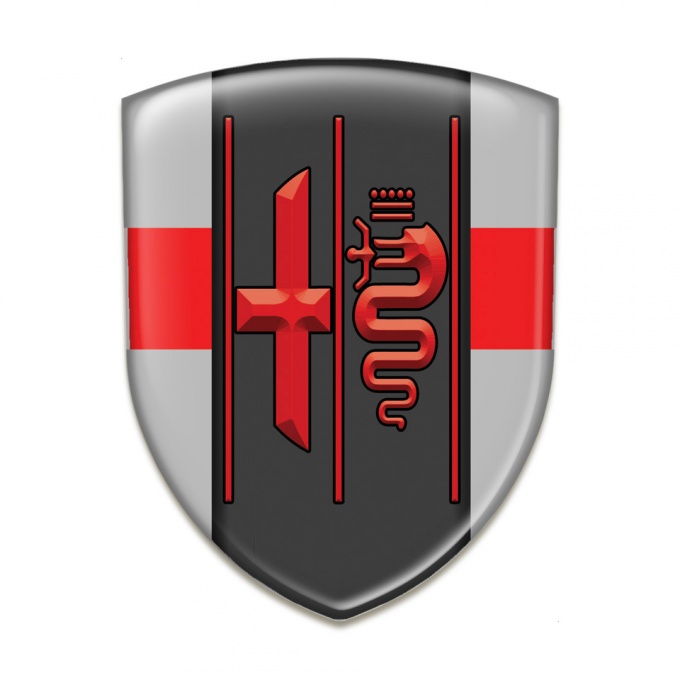 Alfa Romeo Domed Emblem Gray with Red Ribbon Type 