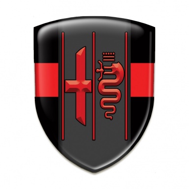 Alfa Romeo Silicone Emblem Black with Red Ribbon Type 