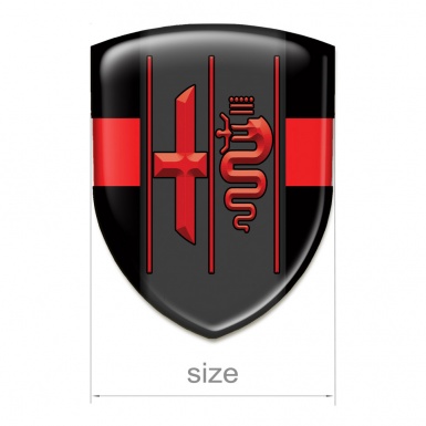 Alfa Romeo Silicone Emblem Black with Red Ribbon Type 