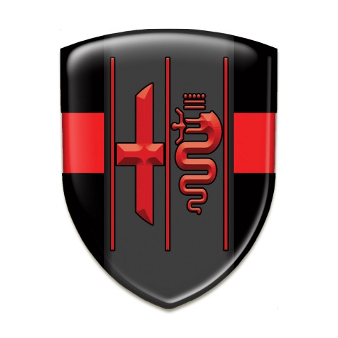 Alfa Romeo Silicone Emblem Black with Red Ribbon Type 