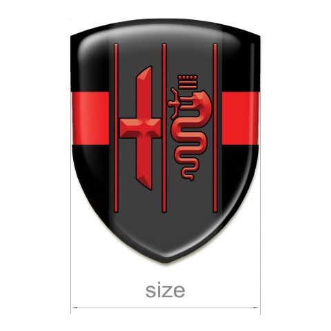 Alfa Romeo Silicone Emblem Black with Red Ribbon Type 
