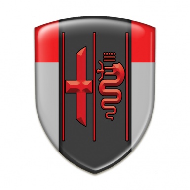 Alfa Romeo Resin Sticker Gray Red Design Red Stylish Logo 