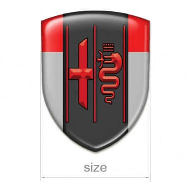 Alfa Romeo Resin Sticker Gray Red Design Red Stylish Logo 