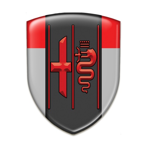 Alfa Romeo Resin Sticker Gray Red Design Red Stylish Logo 