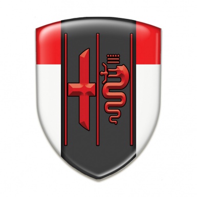 Alfa Romeo 3D Gel Emblem White Red Design Red Logo 