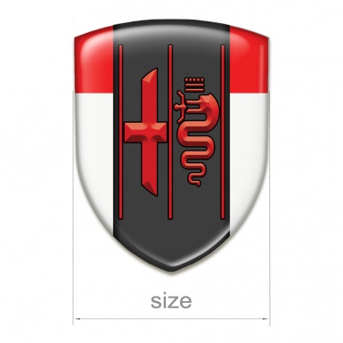 Alfa Romeo 3D Gel Emblem White Red Design Red Logo 