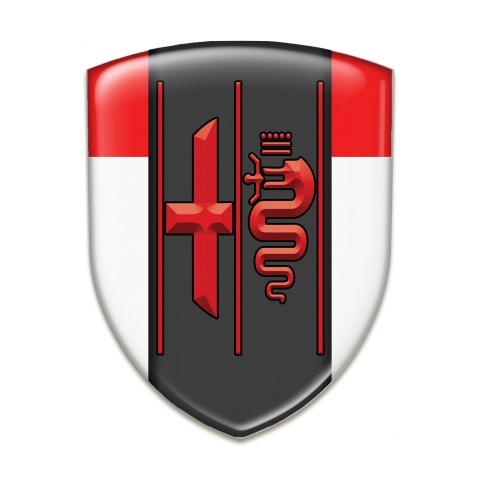 Alfa Romeo 3D Gel Emblem White Red Design Red Logo 