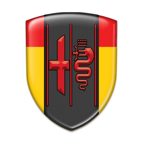 Alfa Romeo Emblem Exterior Yellow Red Design Stylish Red Logo 