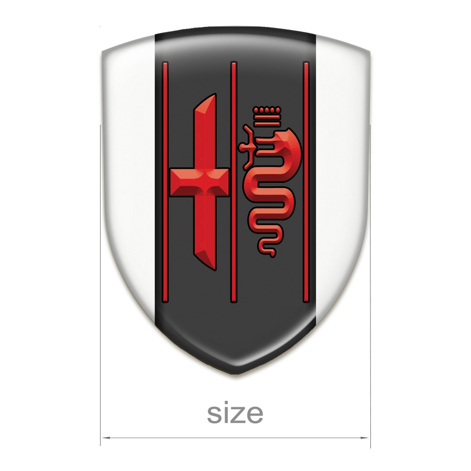 Alfa Romeo Self Adhesive Car logo Emblem White Print Red Logo | Domed ...
