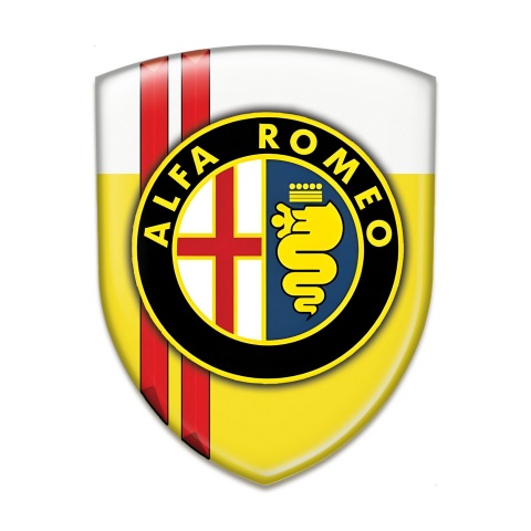 Alfa Romeo Car Interior Badge Yellow White with Red Stripes edition 