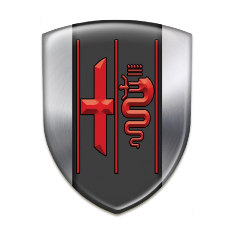 Alfa Romeo Silicone Car Decal Badge Silver Design Stylish Red Logo 