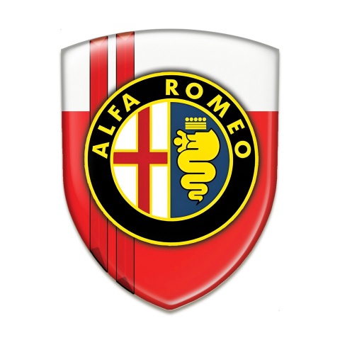 Alfa Romeo Emblem Badge Logo Red White with Red Lines Edition 