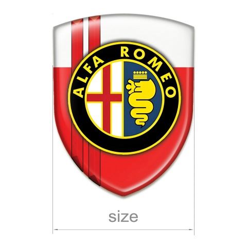 Alfa Romeo Emblem Badge Logo Red White with Red Lines Edition 
