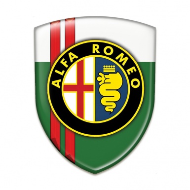 Alfa Romeo Emblem Badge Logo Green White with Red Stripes Edition 