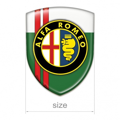 Alfa Romeo Emblem Badge Logo Green White with Red Stripes Edition 