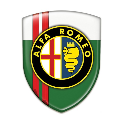Alfa Romeo Emblem Badge Logo Green White with Red Stripes Edition 