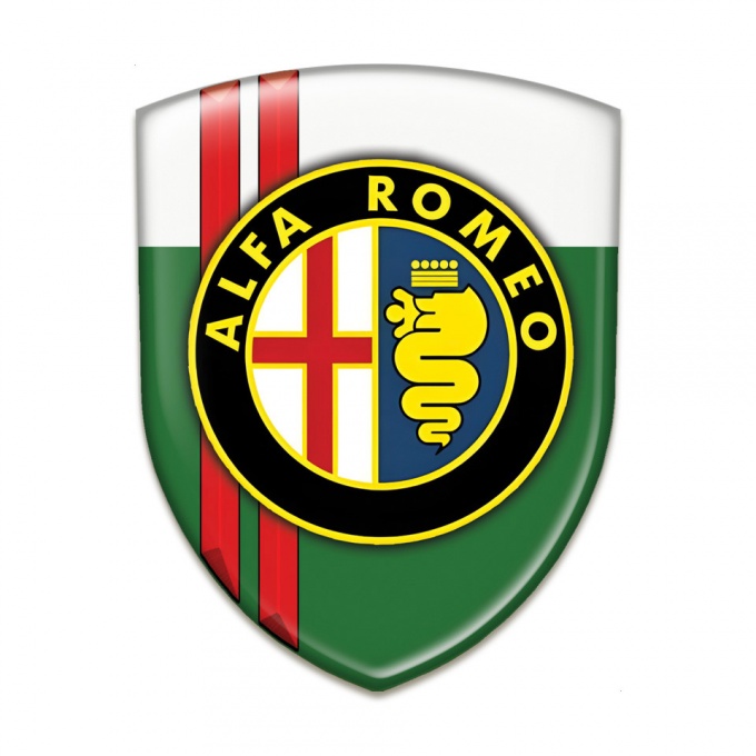 Alfa Romeo Emblem Badge Logo Green White with Red Stripes Edition 