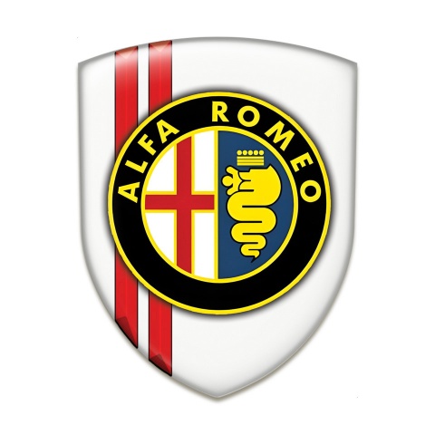 Alfa Romeo Logo Emblem White with Red Lines Base Classic Logo 