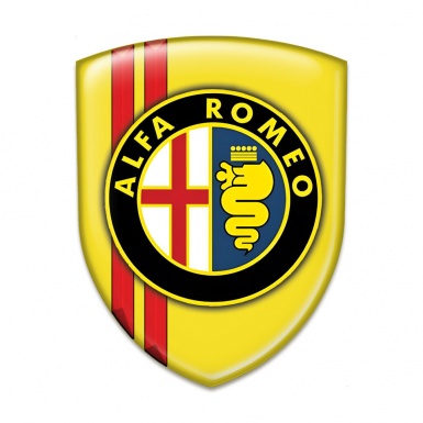 Alfa Romeo Tuning Emblem Yellow with Red Stripes Style Classic Logo 