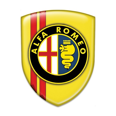 Alfa Romeo Tuning Emblem Yellow with Red Stripes Style Classic Logo 