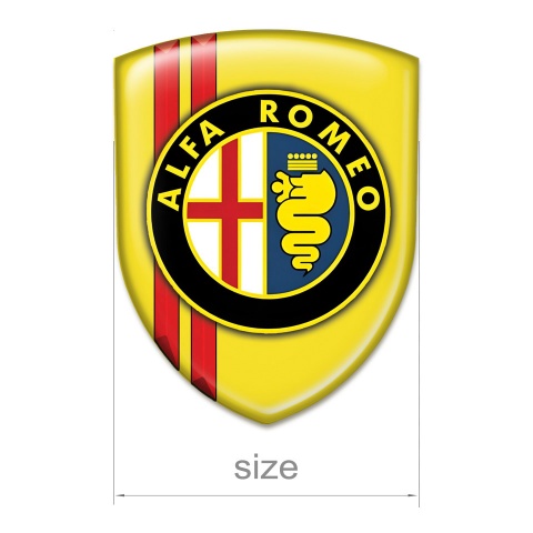 Alfa Romeo Tuning Emblem Yellow with Red Stripes Style Classic Logo 
