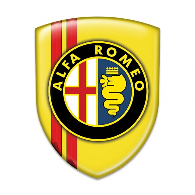 Alfa Romeo Tuning Emblem Yellow with Red Stripes Style Classic Logo 