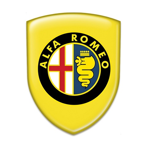 Alfa Romeo Self Adhesive Emblem Logo Yellow Print Classic Logo Style 