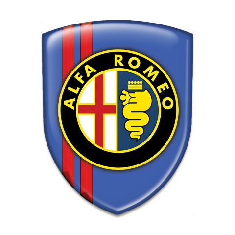 Alfa Romeo Domed Emblem Blue with Red Lines Style Classic Logo 