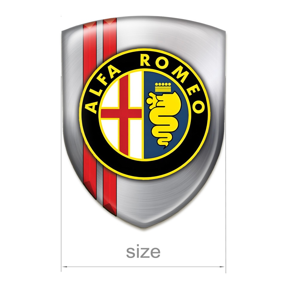 Alfa Romeo Resin Sticker Silver with Red Lines Base Classic Logo ...