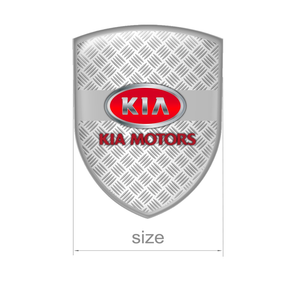 Kia Shield Silicone Sticker Metal Effect Red Logo | Domed Emblems ...