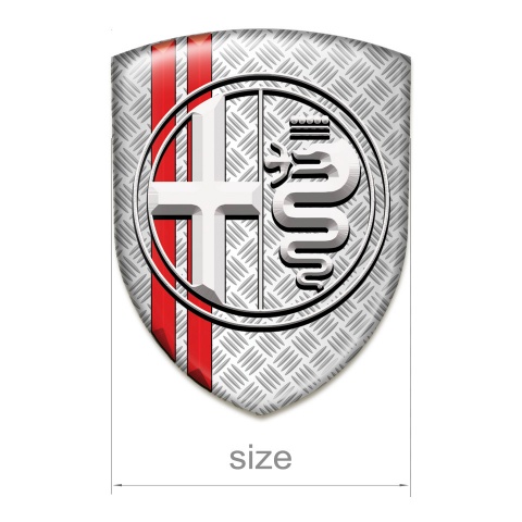 Alfa Romeo Silicone Car Decal Badge Metal Effect with Red Lines 